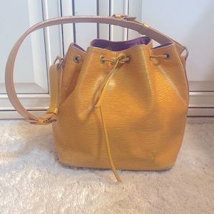 Louis Vuitton Petite Noe bucket bag in tassil yellow epi and smooth leather
